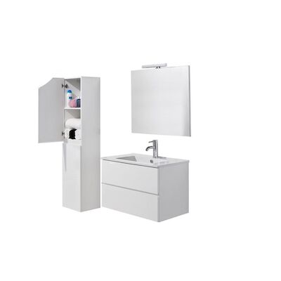 Badmeubelset London Compleet 80 cm wit incl. hoge kast en spiegel