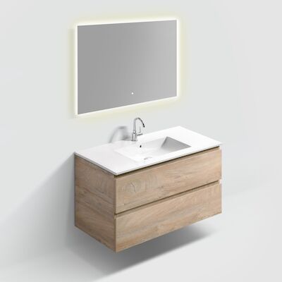 Badmeubelset Met Spiegel Clou InBe 100 CM Grieks Eiken