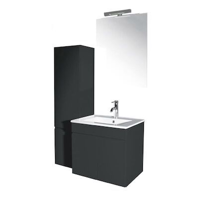 Badmeubelset Milano 60 cm antraciet incl. hoge kast en spiegel