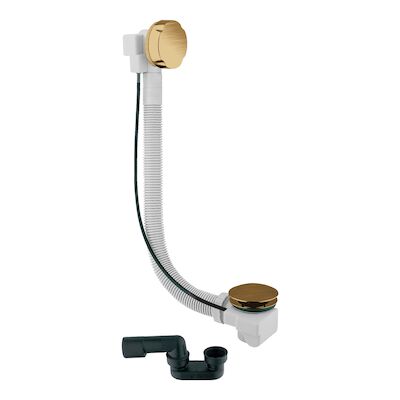 Badoverloop Lagoo Garda met Clickplug en Sifon Messing Geborsteld Goud
