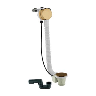 Badoverloop Lagoo Garda Vulcombinatie met Clickplug en Sifon Messing Geborsteld Goud