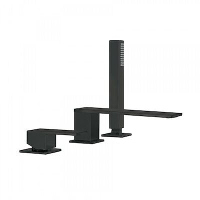 Badrand Mengkraan Tres Cuadro met Handdouche 18×6.2 cm Vierkant Mat Zwart