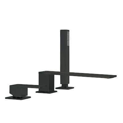 Badrand Mengkraan Tres Cuadro met Handdouche 22×6.2 cm Vierkant Mat Zwart
