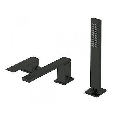 Badrand Mengkraan Tres Slim met Handdouche 18×6.2 cm Vierkant Mat Zwart
