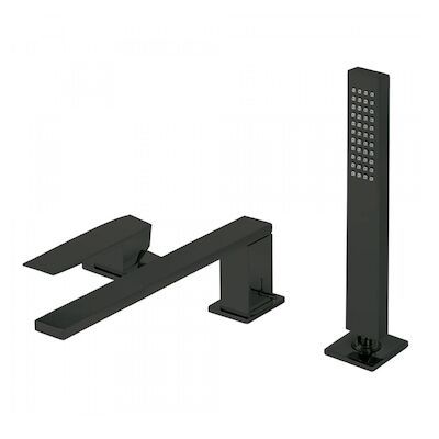 Badrand Mengkraan Tres Slim met Handdouche 22×6.2 cm Vierkant Mat Zwart