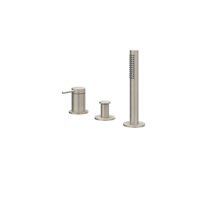Badrandcombinatie IVY Bond 3-gats Mengkraan Met Uittrekbare Handdouche Zonder Uitloop Geborsteld Nickel PVD