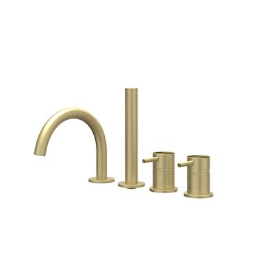 Badrandcombinatie IVY Concord 4-gats Mengkraan Met Uittrekbare Handdouche Draaibare Uitloop RVS316 Geborsteld Mat Goud PVD