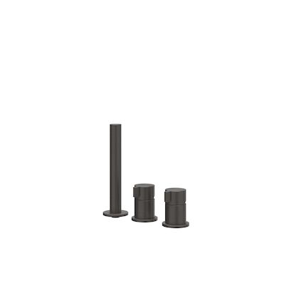 Badrandcombinatie IVY Tribe 3-gats Mengkraan Met Uittrekbare Handdouche Zonder Uitloop RVS316 Geborsteld Carbon Black PVD