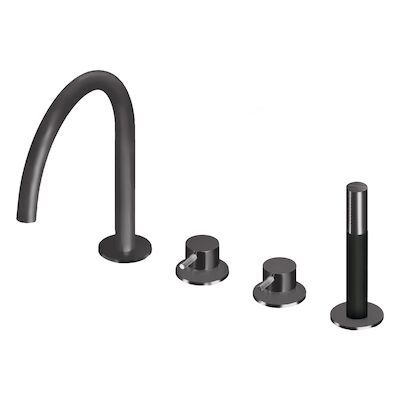 Badrandcombinatie Lagoo Garda met Mengkraan, Uitloop, Omstel en Handdouche Messing Gunmetal PVD