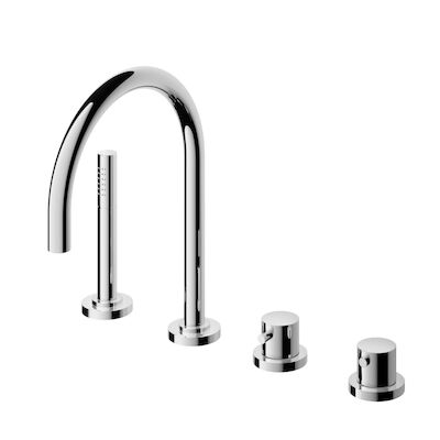 Badrandkraan Hotbath Buddy 2-knop Thermostatisch Compleet 4-gats Chroom