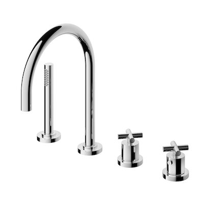 Badrandkraan Hotbath Chap Thermostatisch 2-kruisgreep Chroom