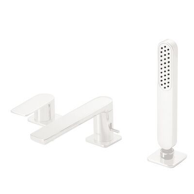 Badrandkraan Tres Loft Colors 1-Hendel Rechte Uitloop 18 cm met Omstel en Handdouche Mat Wit