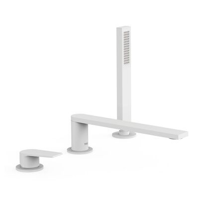 Badrandkraan Tres Project 1-Hendel Rechte Uitloop 23 cm met Omstel en Handdouche Mat Wit