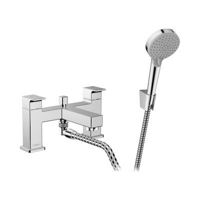 Badrandmengkraan HansGrohe Vernis Shape 2-Gats met Stopkraan en Vernis Blend Handdouche Vario Chroom