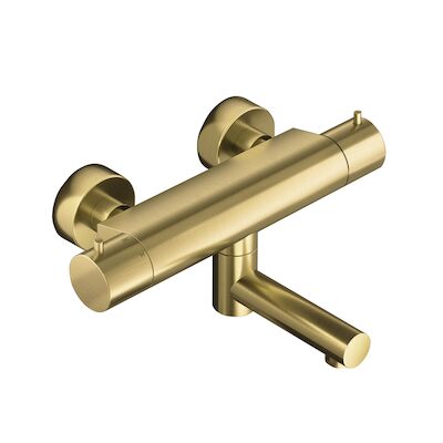 Badthermostaat Hotbath Cobber Opbouw Wegdraaibare Omstel 2-knop Geborsteld Messing PVD