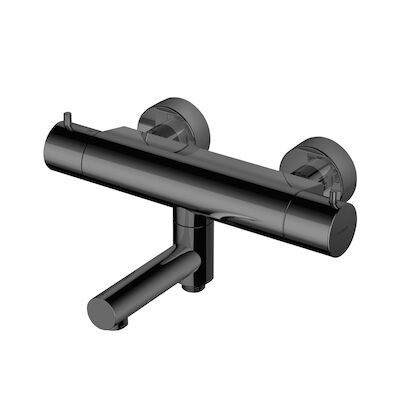 Badthermostaat Hotbath Cobber Opbouw Wegdraaibare Omstel 2-knop Zwart Chroom
