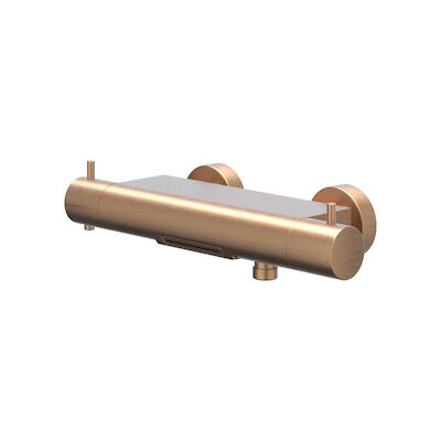 Badthermostaatkraan IVY Bond Opbouw Omstel Met Cascade Uitloop Met Omstel Cooltouch Geborsteld Mat Koper PVD