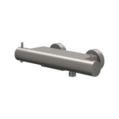 Badthermostaatkraan IVY Bond Opbouw Omstel Met Cascade Uitloop Met Omstel Cooltouch Geborsteld Metal Black PVD