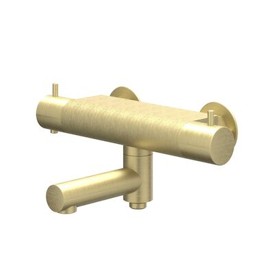 Badthermostaatkraan IVY Bond Opbouw Omstel Met Draaibare Baduitloop Met Omstel Cooltouch Geborsteld Mat Goud PVD