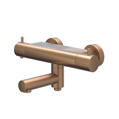 Badthermostaatkraan IVY Bond Opbouw Omstel Met Draaibare Baduitloop Met Omstel Cooltouch Geborsteld Mat Koper PVD