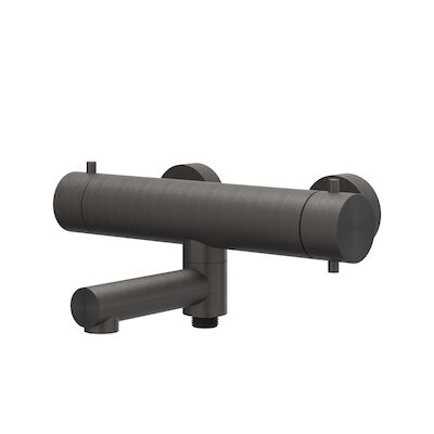 Badthermostaatkraan IVY Concord Opbouw Omstel Met Draaibare Baduitloop Met Omstel RVS316 Geborsteld Carbon Black PVD