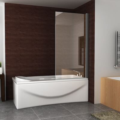Badwand BWS Draaibaar 80×150 cm 6 mm NANO Veiligheidsglas Muurprofiel Mat Zwart
