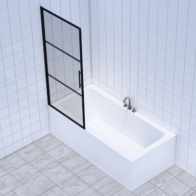 Badwand Frame 150×80 cm 8 mm NANO Glas Mat Zwart Raster