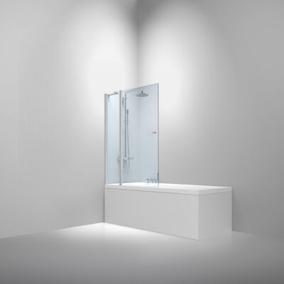 Badwand Van Rijn ST02 Klapwand + Vaste Wand 120×150 cm Helder Glas 6 mm Chroom