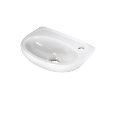 Basic Fontein Plieger Met Kraangat Rechts 36x26cm z. Overloop Wit