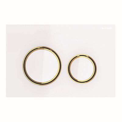 Bedieningsplaat Geberit Sigma 21 voor 2-toets Spoeling Messing Goud / Wit