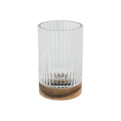 Beker Haceka Lijnen Mat Glas Acaciahout