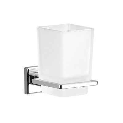 Bekerhouder Sapho Colorado Hangend 7×10.5 cm Chroom / Satijnglas