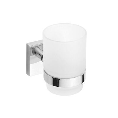 Bekerhouder Sapho X-Square Hangend 7×10 cm Chroom / Melkglas