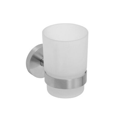 Bekerhouder Sapho X-Steel Hangend 7×10 cm Geborsteld RVS / Melkglas