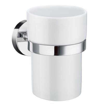 Bekerhouder Smedbo Home met Porselein 7,5×9,3×9,8 cm Chroom