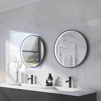 Ben Callisto ronde spiegel met LED verlichting en anti-condens Ø60cm mat zwart