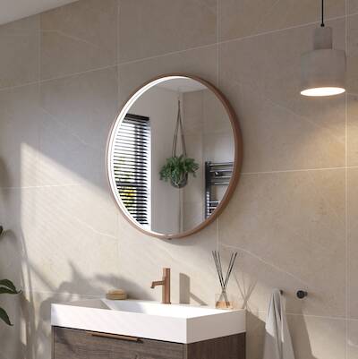 Ben Callisto ronde spiegel met LED verlichting en anti-condens Ø80cm geborsteld koper