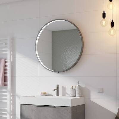 Ben Callisto ronde spiegel met LED verlichting en anti-condens Ø80cm geborsteld RVS
