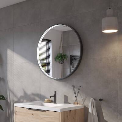 Ben Callisto ronde spiegel met LED verlichting en anti-condens Ø80cm mat zwart