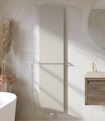 Ben Costela elektrische designradiator 700W 42x180cm zand met handdoekhouder
