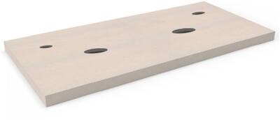 Ben Elina blad Beige beton 120x45x2 cm met 2 sifonuitsparingen met kraangaten aan buitenzijde