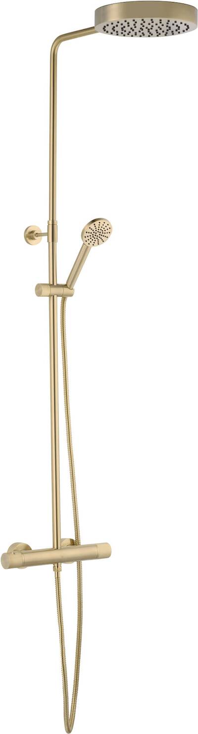 Ben Engraved Cross regendoucheset Ø25cm geborsteld messing pvd