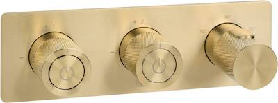 Ben Engraved Cross thermostaat afbouwdeel met omstelrichting geborsteld messing pvd