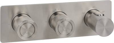 Ben Engraved Cross thermostaat afbouwdeel met omstelrichting RVS-look