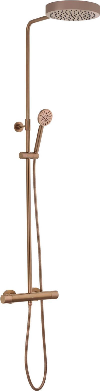 Ben Engraved Line regendoucheset Ø25cm geborsteld koper pvd