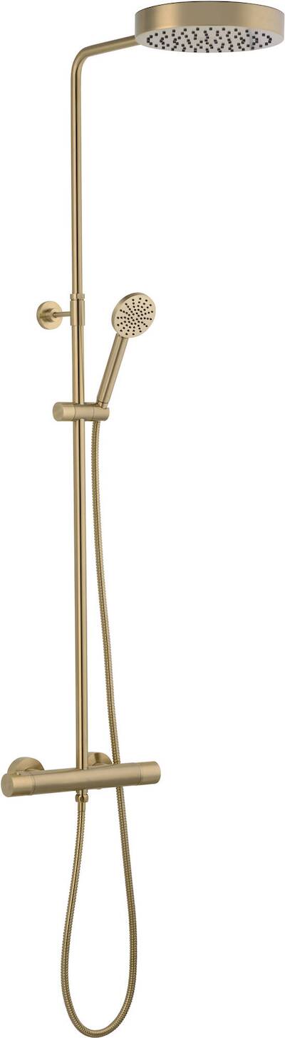 Ben Engraved Line regendoucheset Ø25cm geborsteld messing pvd