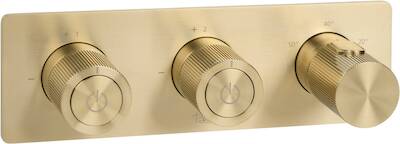 Ben Engraved Line thermostaat afbouwdeel met omstelrichting geborsteld messing pvd
