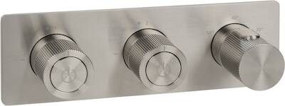 Ben Engraved Line thermostaat afbouwdeel met omstelrichting RVS-look