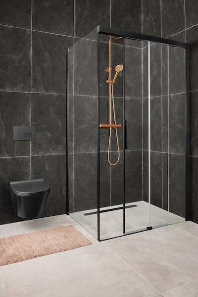 Ben iMotion douchecabine met schuifdeur naar rechts incl. antikalk 120x100x206cm mat zwart