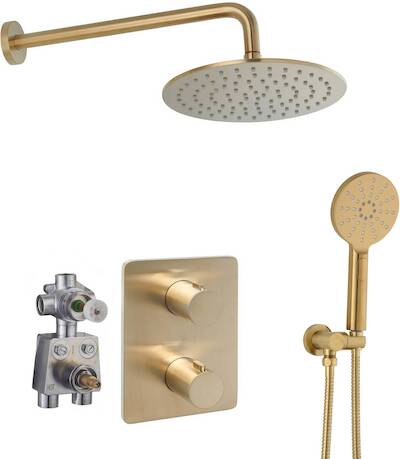 Ben Lavion 250 inbouw regendoucheset met 4 straalsoorten Ø25cm geborsteld messing pvd
